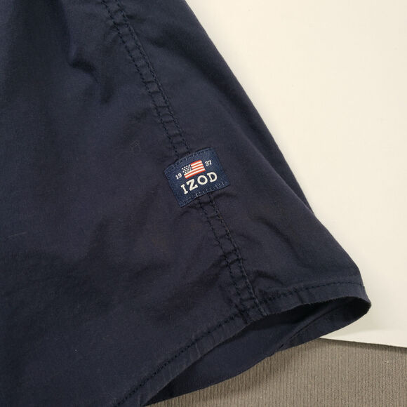 Izod USA Flag Button Down Shirt Mens Medium Blue American Short Sleeve Casual - Picture 11 of 12